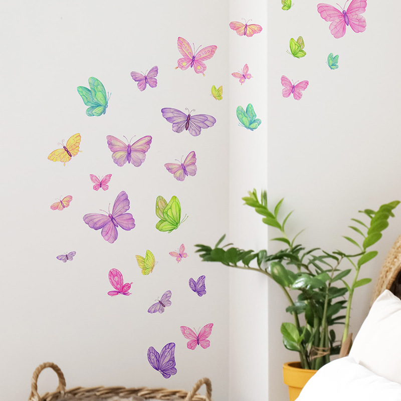 Pvc Panel Background - Autocollants muraux papillon romantique, décoration murale