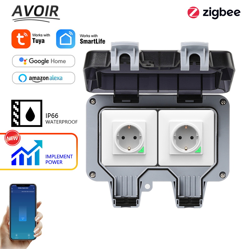 Timer Dual Outlet - Avoir Tuya Zigbee prises électriques IP66